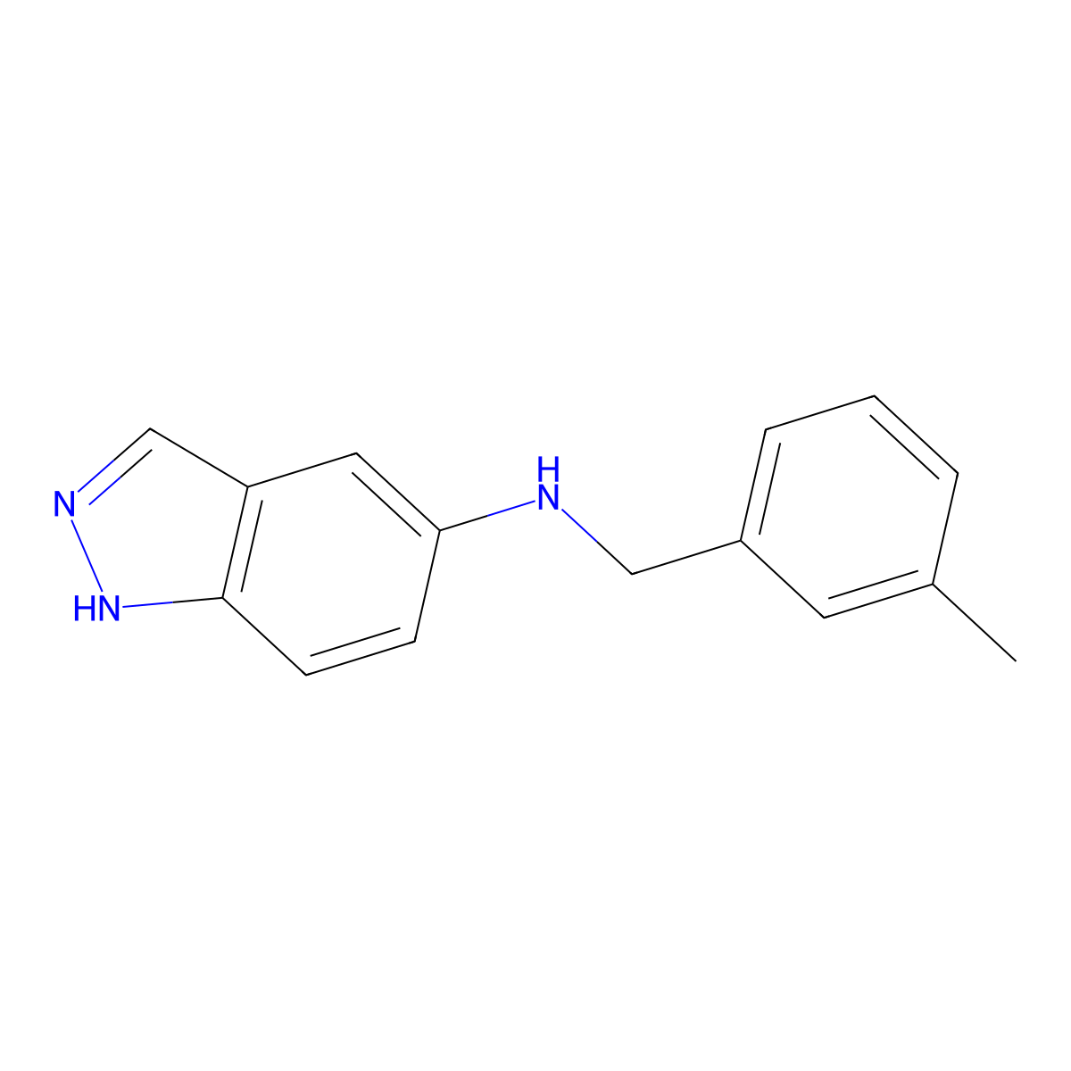 N-[(3-methylphenyl)methyl]-1H-indazol-5-amine molecular structure, CAS 416867-93-1