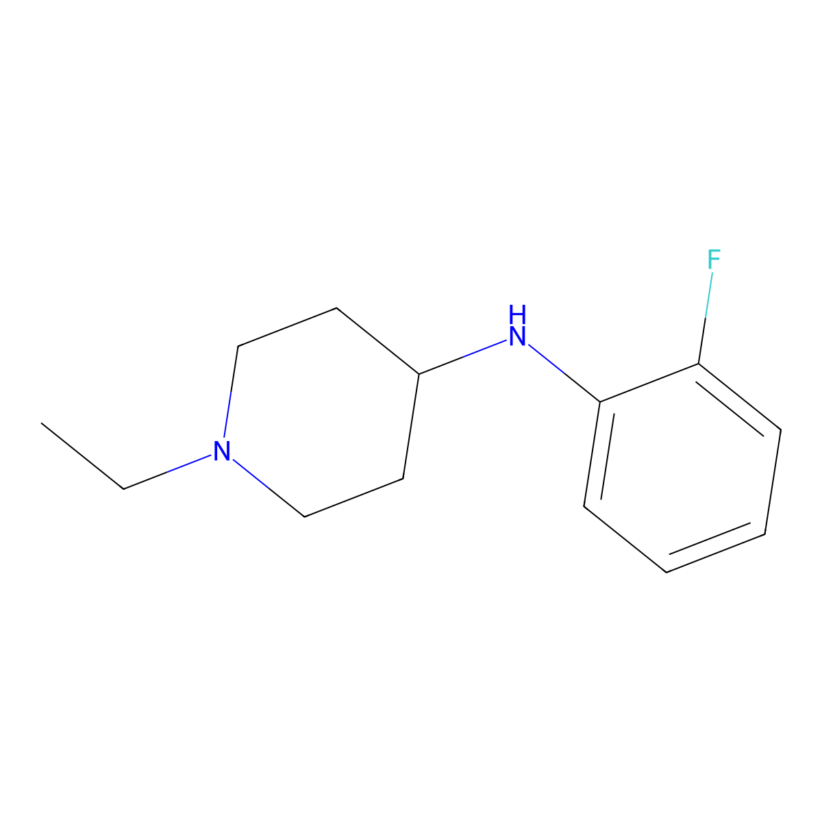 1-ethyl-N-(2-fluorophenyl)piperidin-4-amine molecular structure, CAS 416868-42-3