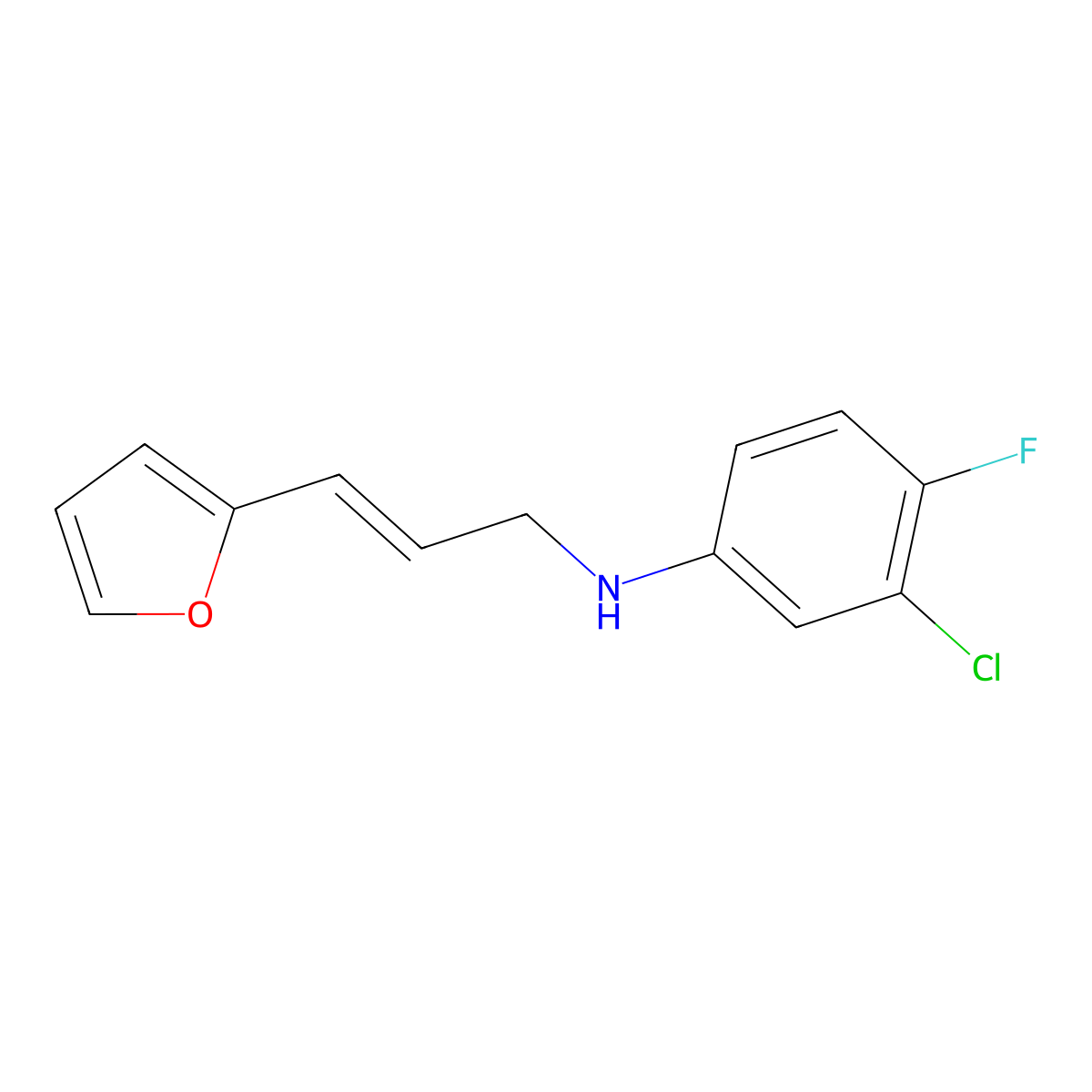 3-Chloro-4-fluoro-N-[3-(2-furanyl)-2-propen-1-yl]benzenamine molecular structure, CAS 416868-55-8