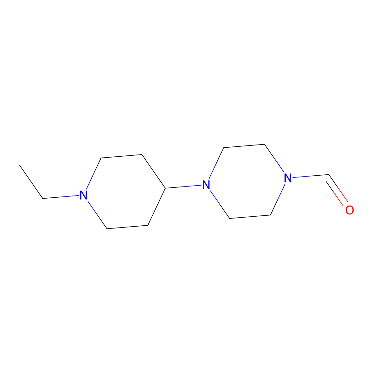 1-Piperazinecarboxaldehyde,4-(1-ethyl-4-piperidinyl)-(9CI) molecular structure, CAS 416869-23-3