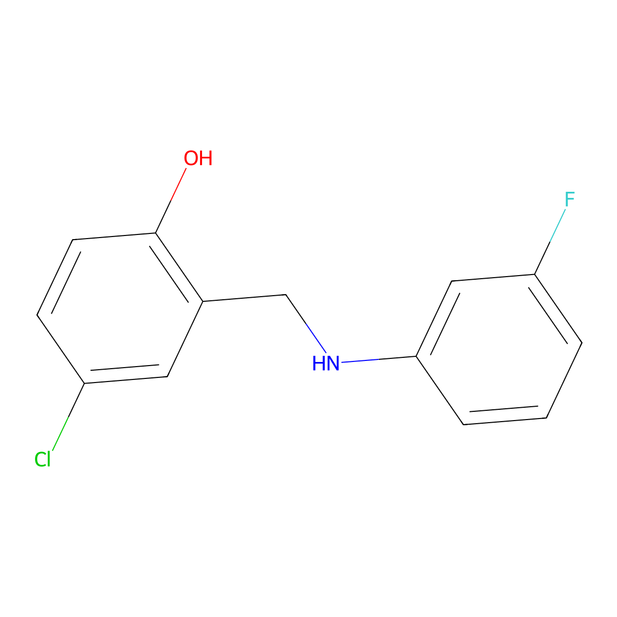 4-Chloro-2-{[(3-fluorophenyl)amino]methyl}phenol molecular structure, CAS 416869-54-0