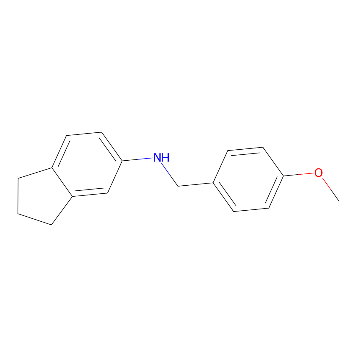 N-[(4-methoxyphenyl)methyl]-2,3-dihydro-1H-inden-5-amine molecular structure, CAS 416869-88-0