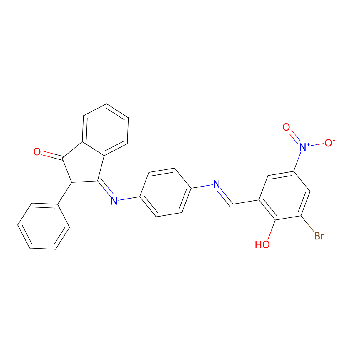 3-{[4-({3-Bromo-2-hydroxy-5-nitrobenzylidene}amino)phenyl]imino}-2-phenyl-1-indanone molecular structure, CAS 416873-28-4