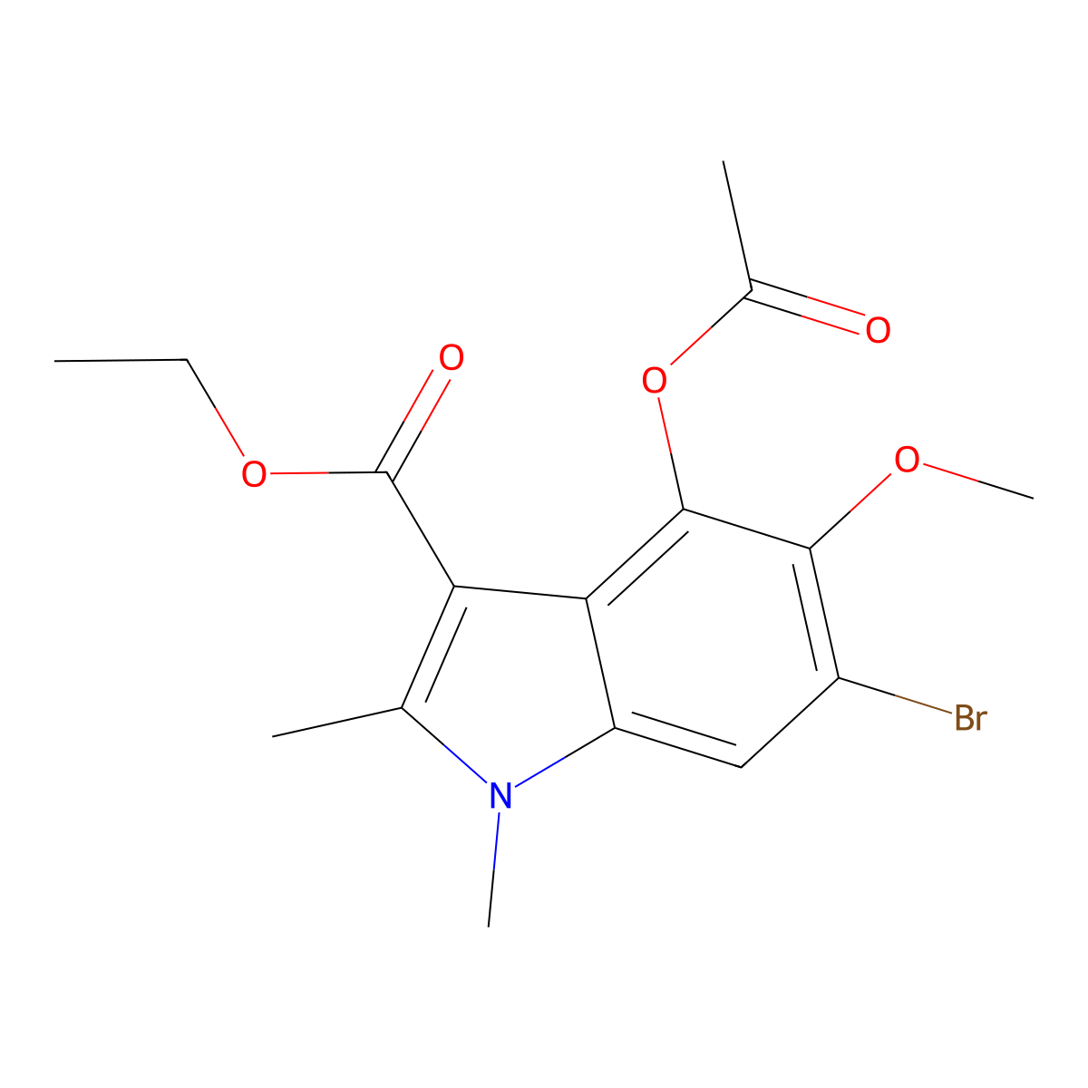 Ethyl 4-acetyloxy-6-bromo-5-methoxy-1,2-dimethylindole-3-carboxylate molecular structure, CAS 416873-61-5