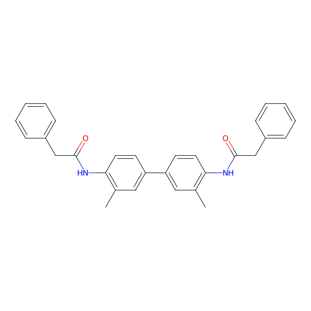 N-[2-methyl-4-[3-methyl-4-[(2-phenylacetyl)amino]phenyl]phenyl]-2-phenylacetamide molecular structure, CAS 416874-11-8