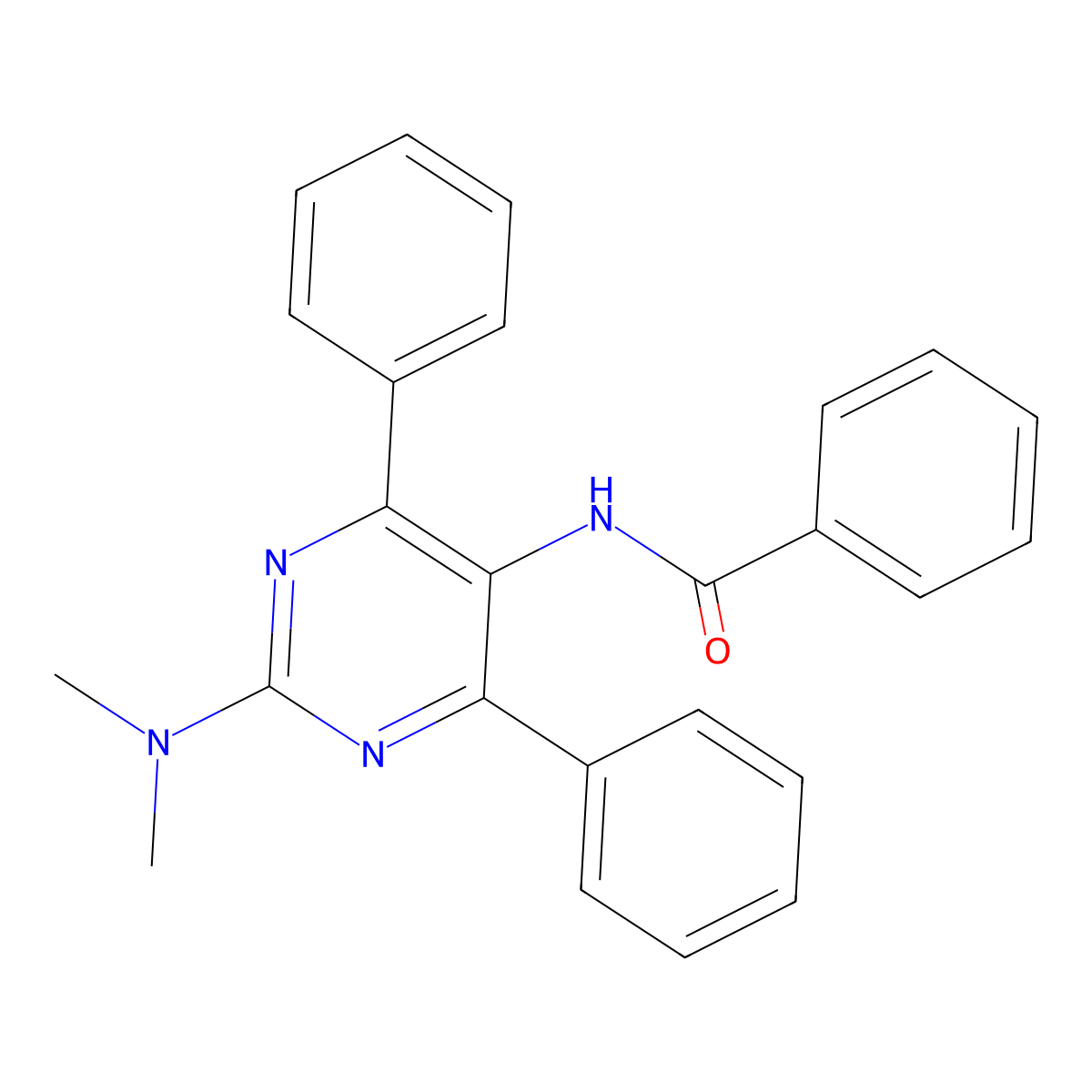 N-[2-(dimethylamino)-4,6-diphenylpyrimidin-5-yl]benzamide molecular structure, CAS 416876-86-3