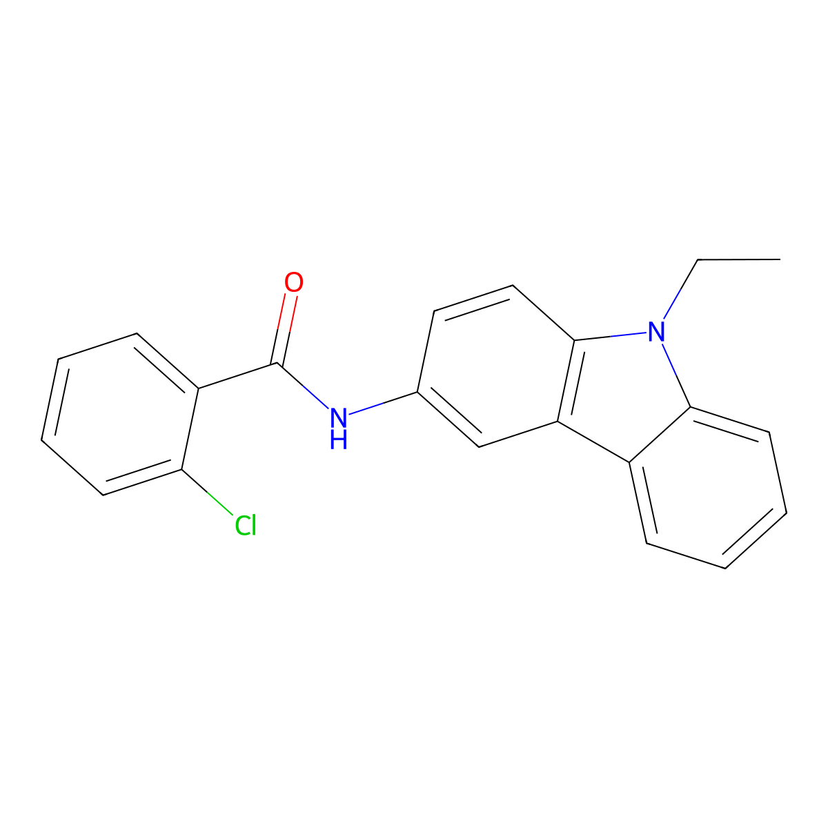 2-chloro-N-(9-ethylcarbazol-3-yl)benzamide molecular structure, CAS 416878-86-9