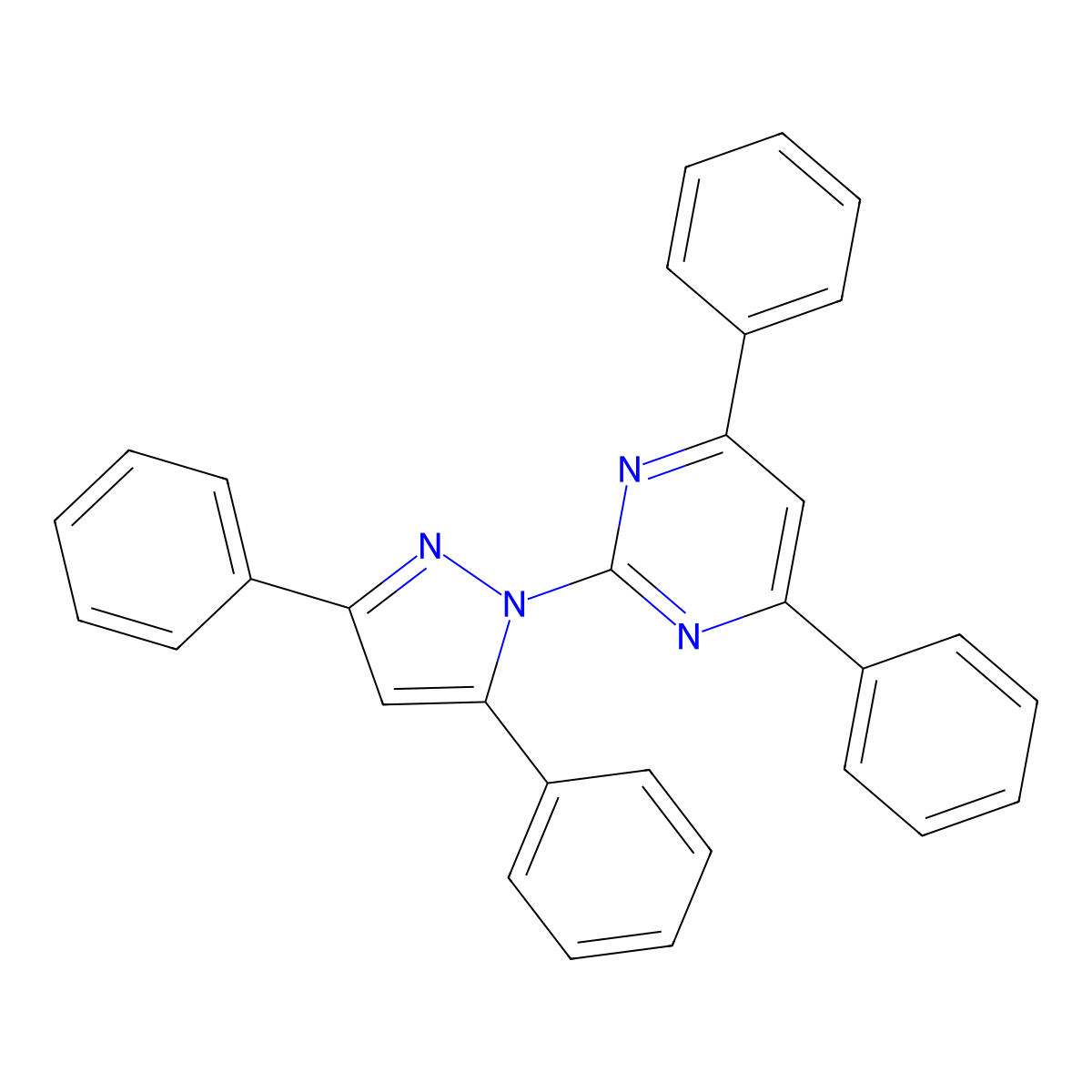 2-(3,5-Diphenylpyrazol-1-yl)-4,6-diphenylpyrimidine molecular structure, CAS 416879-44-2