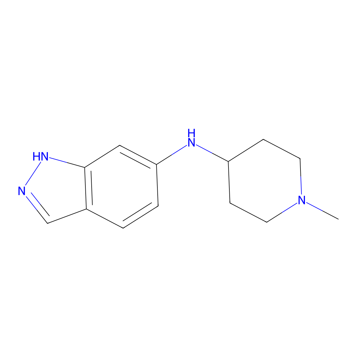 N-(1-methylpiperidin-4-yl)-1H-indazol-6-amine molecular structure, CAS 416880-15-4