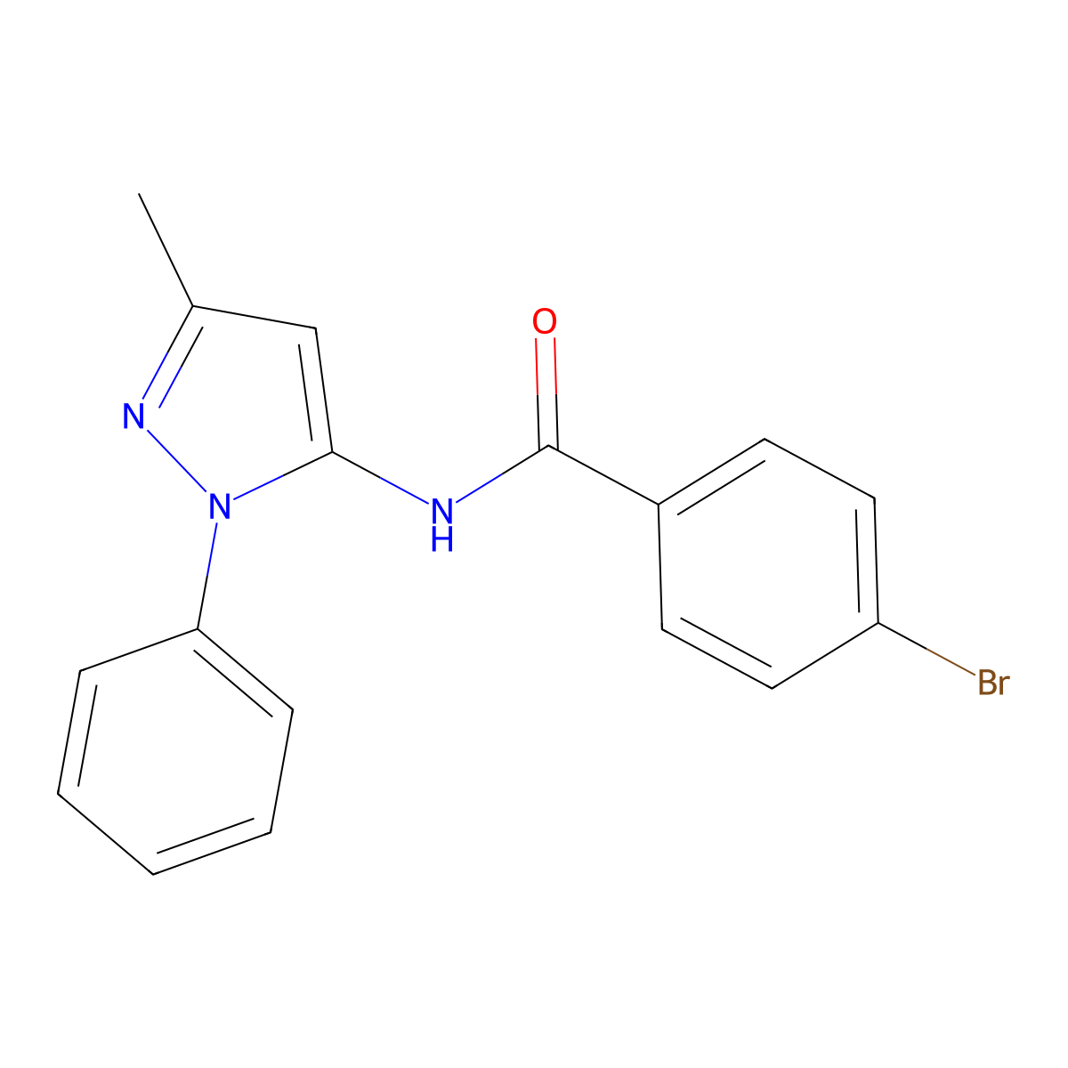 4-bromo-N-(3-methyl-1-phenyl-1H-pyrazol-5-yl)benzamide molecular structure, CAS 416881-65-7