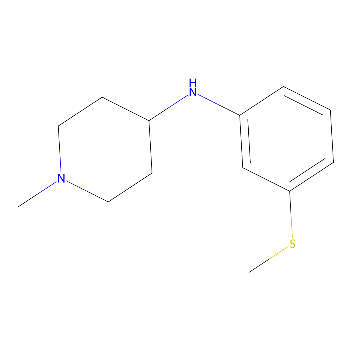 1-methyl-N-[3-(methylsulfanyl)phenyl]piperidin-4-amine molecular structure, CAS 416883-11-9