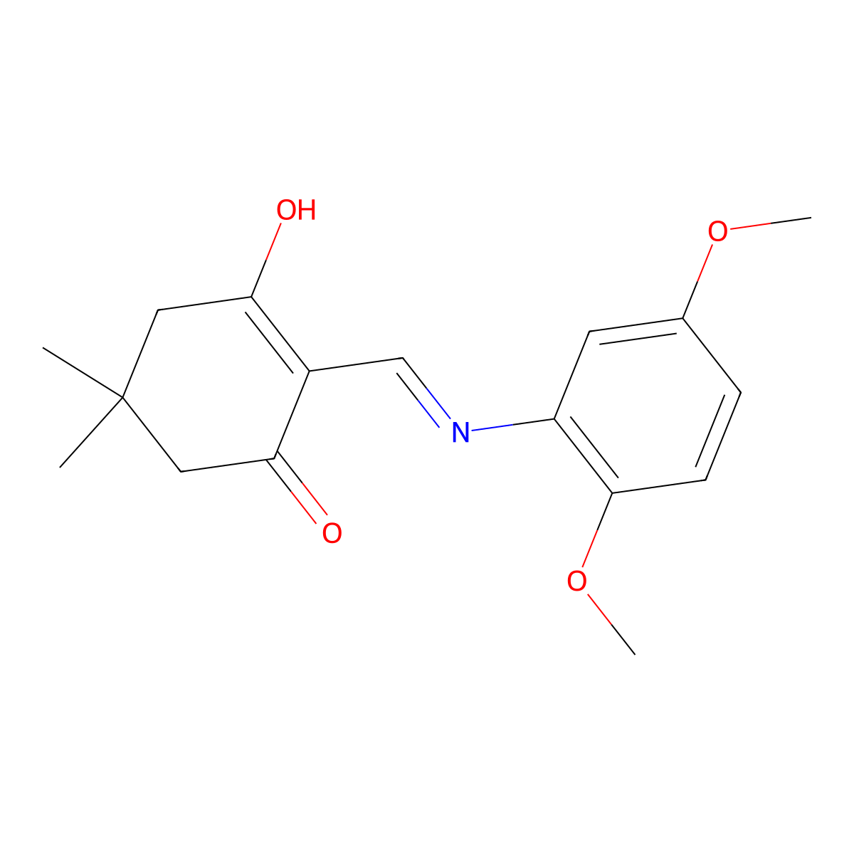 2-{[(2,5-Dimethoxyphenyl)amino]methylidene}-5,5-dimethylcyclohexane-1,3-dione molecular structure, CAS 416884-56-5