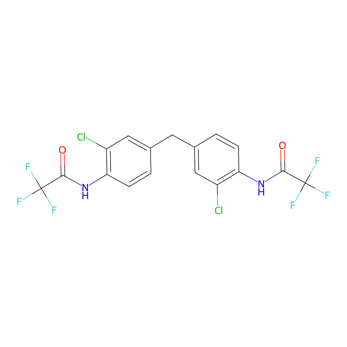 N-[2-chloro-4-[[3-chloro-4-[(2,2,2-trifluoroacetyl)amino]phenyl]methyl]phenyl]-2,2,2-trifluoroacetamide molecular structure, CAS 416885-46-6