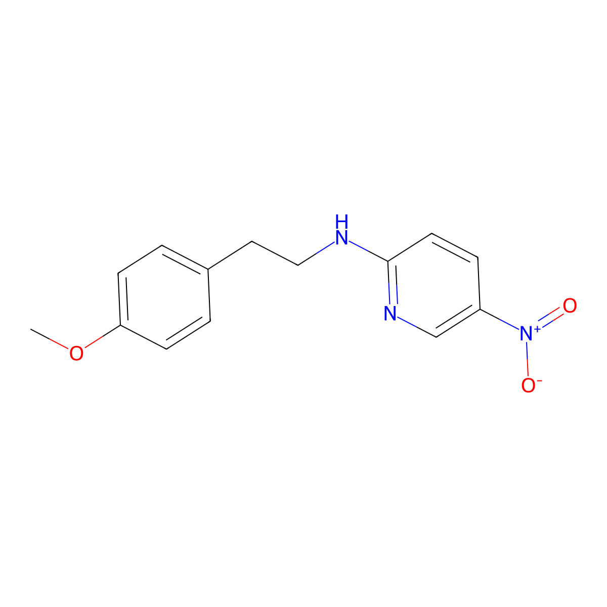 N-[2-(4-methoxyphenyl)ethyl]-5-nitropyridin-2-amine molecular structure, CAS 416885-67-1