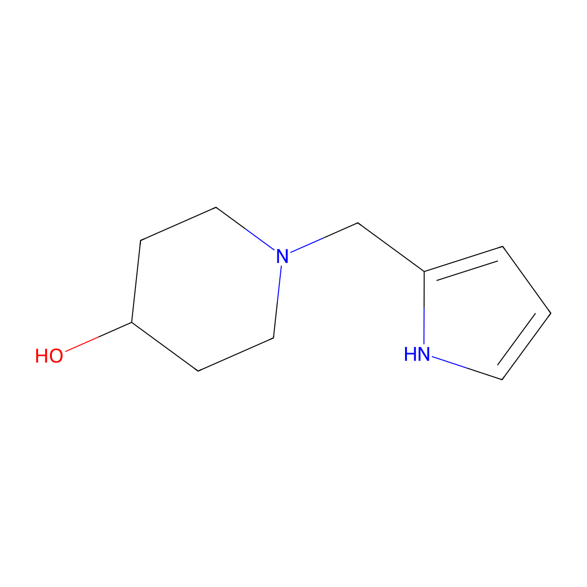 1-(1h-Pyrrol-2-ylmethyl)-4-piperidinol molecular structure, CAS 416887-14-4