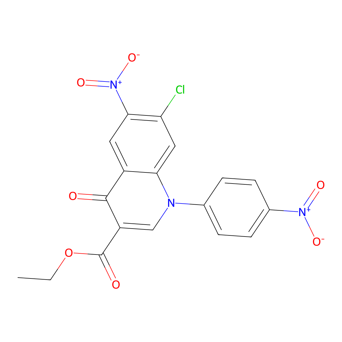 Ethyl 7-chloro-6-nitro-1-(4-nitrophenyl)-4-oxo-1,4-dihydroquinoline-3-carboxylate molecular structure, CAS 416888-36-3