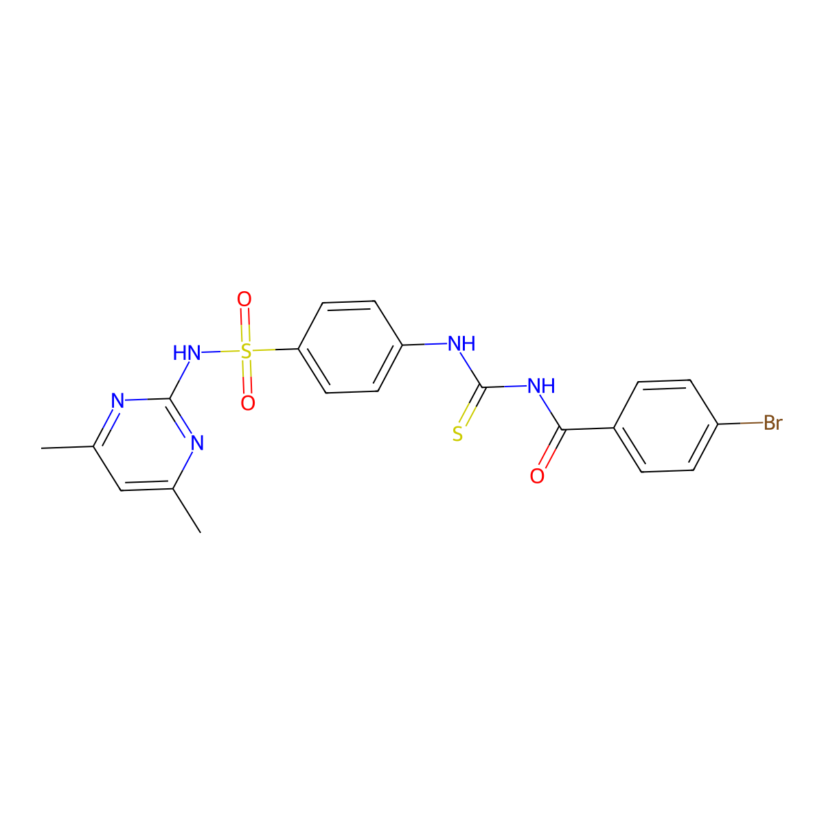 4-bromo-N-[[4-[(4,6-dimethylpyrimidin-2-yl)sulfamoyl]phenyl]carbamothioyl]benzamide molecular structure, CAS 416889-28-6