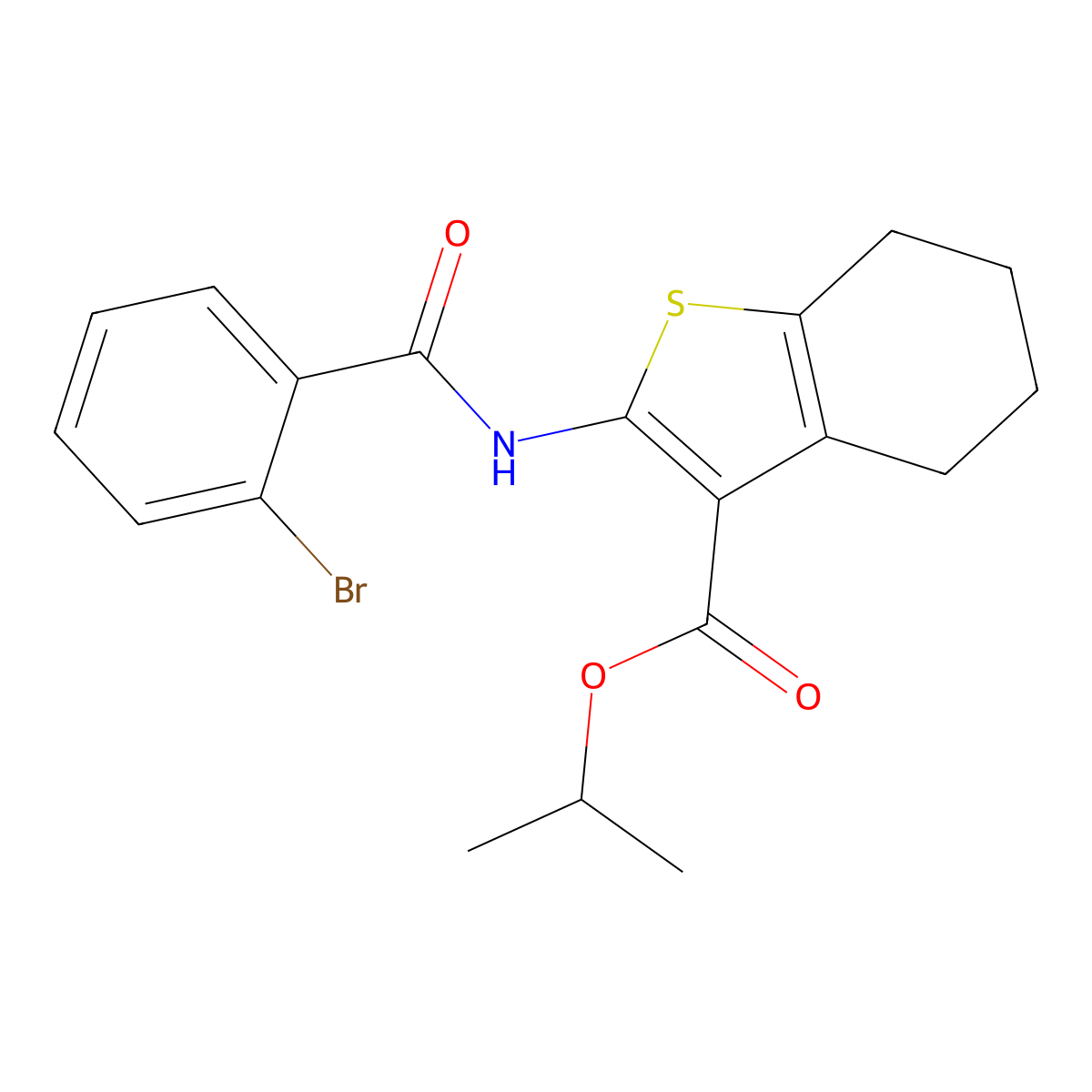 2-(2-Bromo-benzoylamino)-4,5,6,7-tetrahydro-benzo[b]thiophene-3-carboxylic acid isopropyl ester molecular structure, CAS 416889-96-8