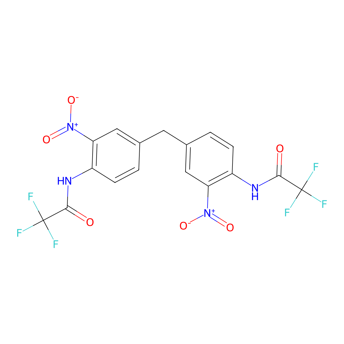 2,2,2-trifluoro-N-[2-nitro-4-[[3-nitro-4-[(2,2,2-trifluoroacetyl)amino]phenyl]methyl]phenyl]acetamide molecular structure, CAS 416890-36-3