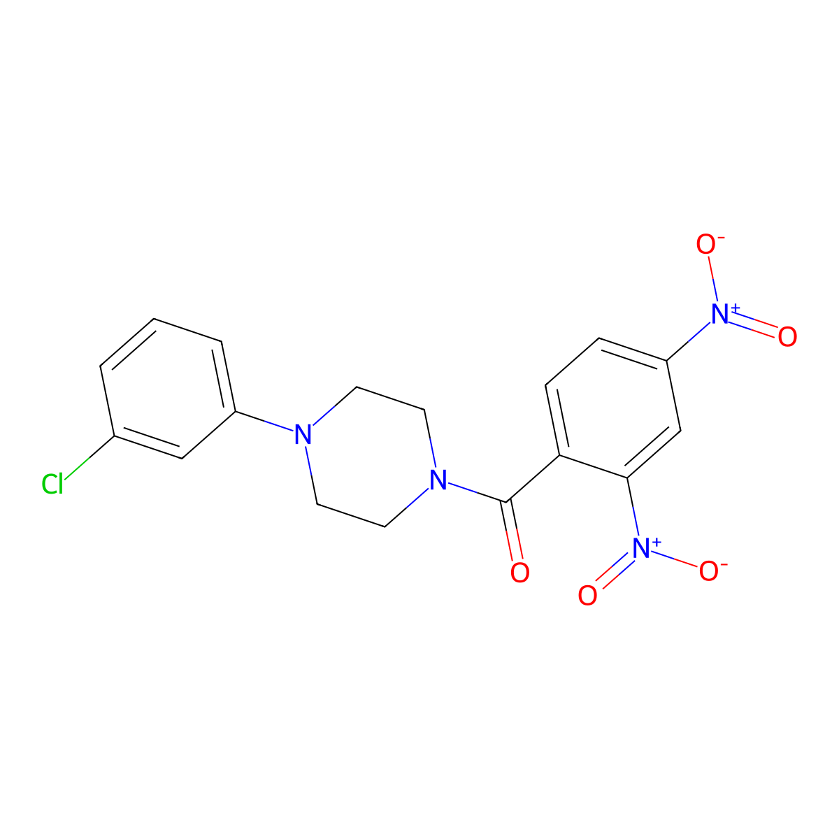 [4-(3-Chlorophenyl)piperazin-1-yl]-(2,4-dinitrophenyl)methanone molecular structure, CAS 416891-56-0
