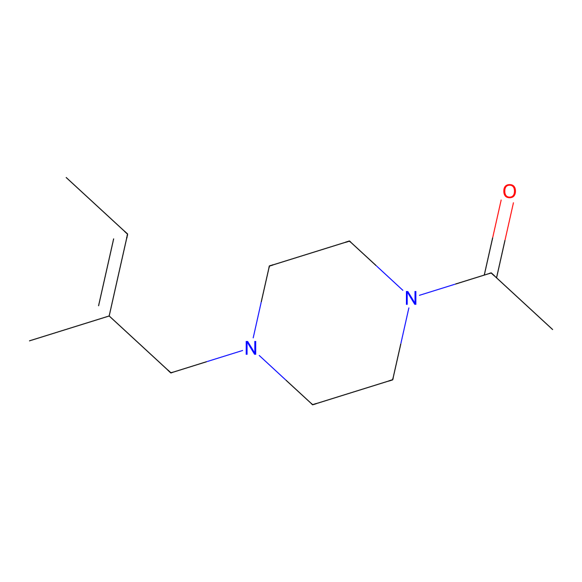 Piperazine, 1-acetyl-4-(2-methyl-2-butenyl)- molecular structure, CAS 416893-44-2