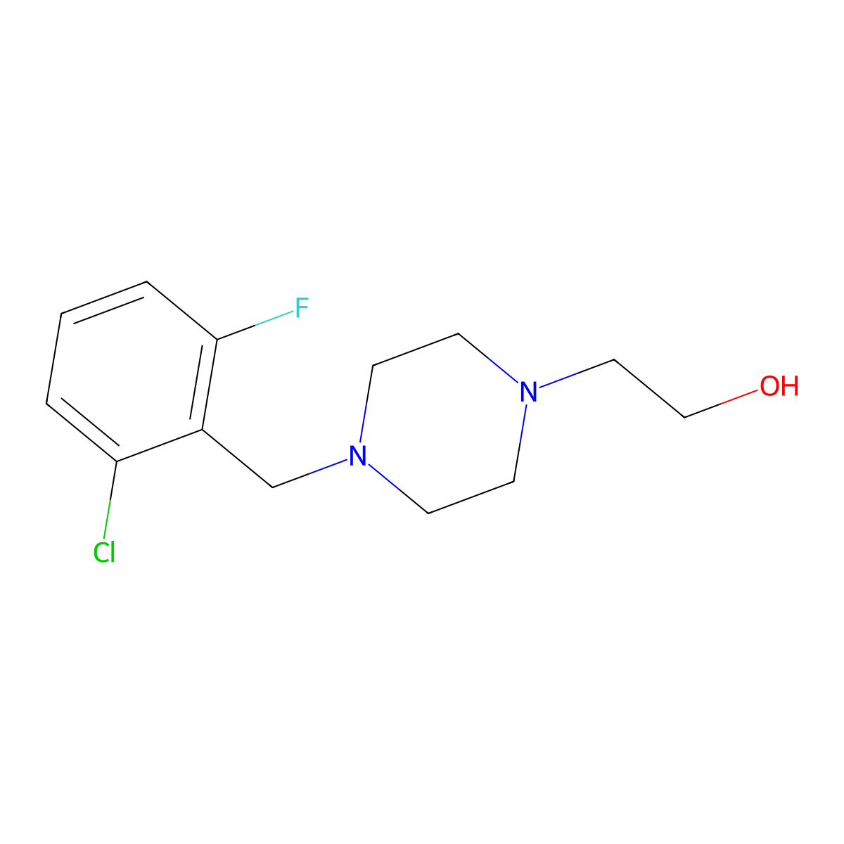 2-[4-[(2-Chloro-6-fluorophenyl)methyl]piperazin-1-yl]ethanol molecular structure, CAS 416894-47-8
