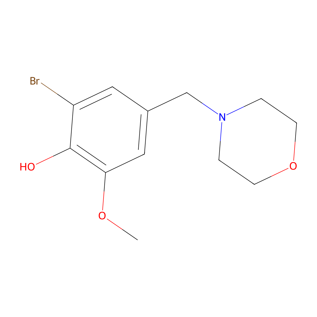 2-Bromo-6-methoxy-4-(morpholinomethyl)phenol molecular structure, CAS 416894-85-4