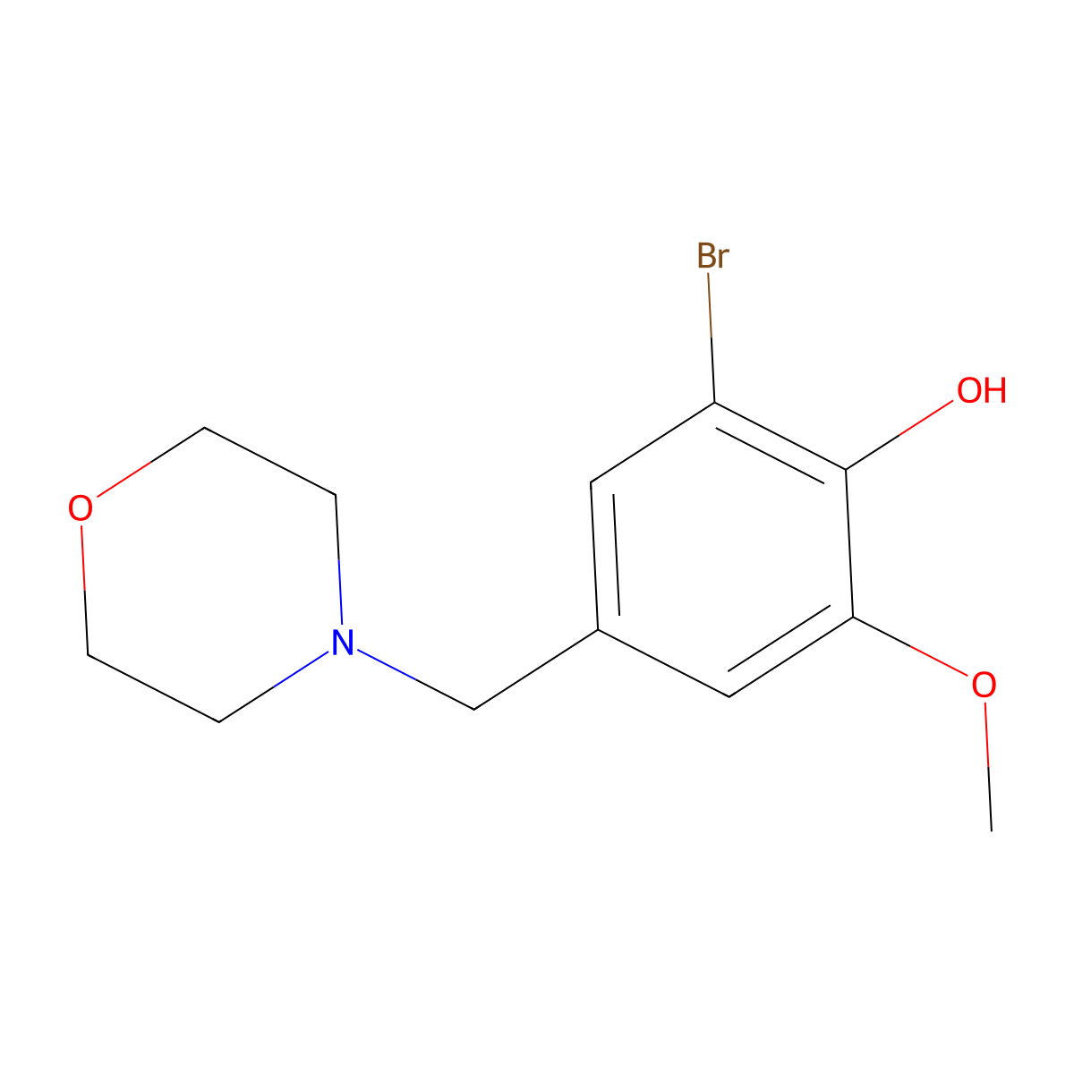 2-Bromo-6-methoxy-4-(morpholinomethyl)phenol molecular structure, CAS 416894-85-4