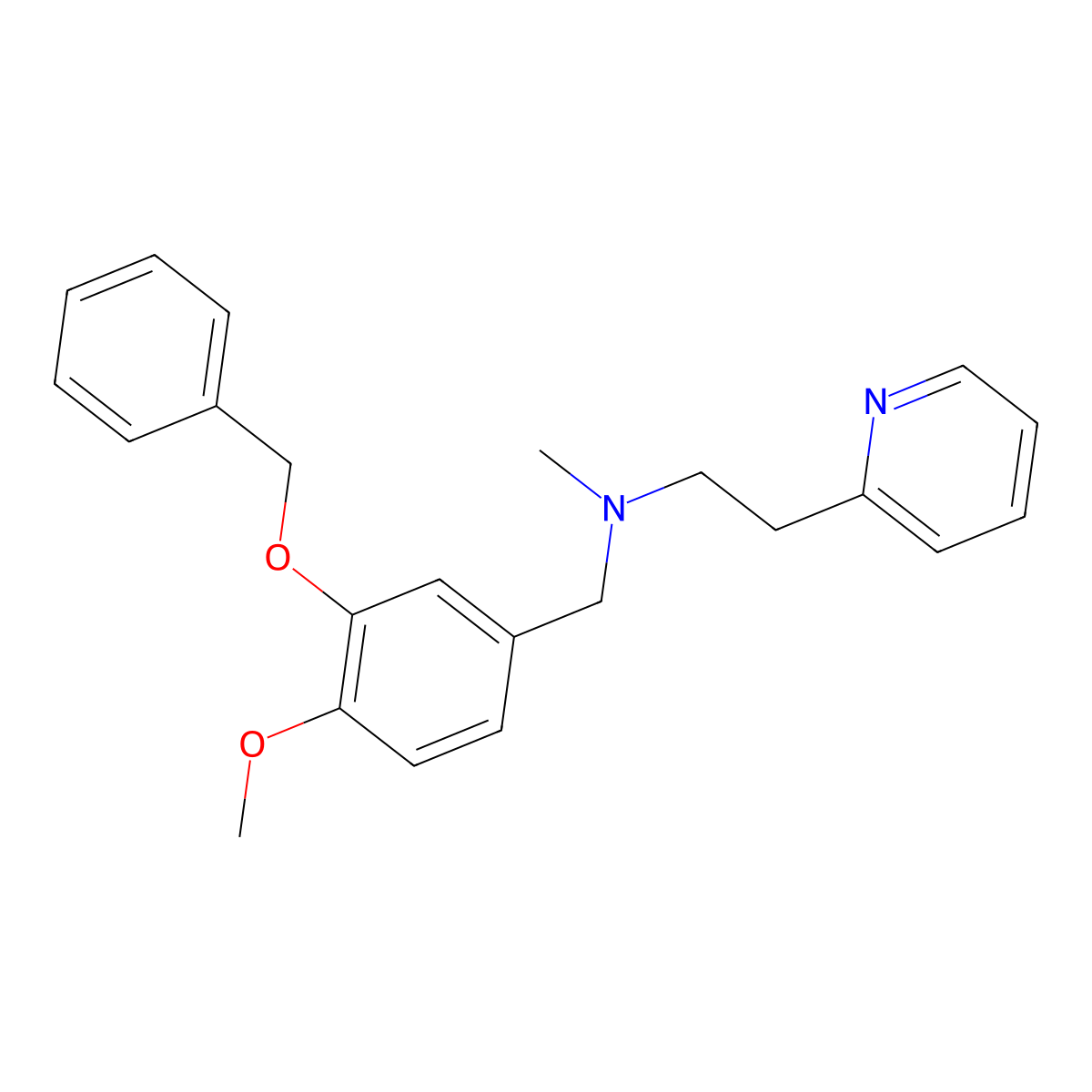N-[(4-methoxy-3-phenylmethoxyphenyl)methyl]-N-methyl-2-pyridin-2-ylethanamine molecular structure, CAS 416895-54-0