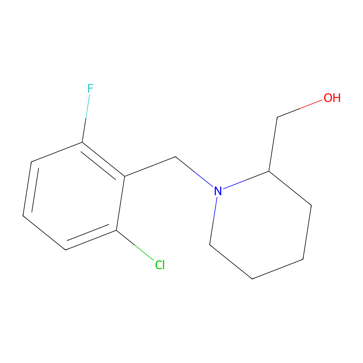 [1-(2-Chloro-6-fluoro-benzyl)-piperidin-2-yl]-methanol molecular structure, CAS 416896-46-3