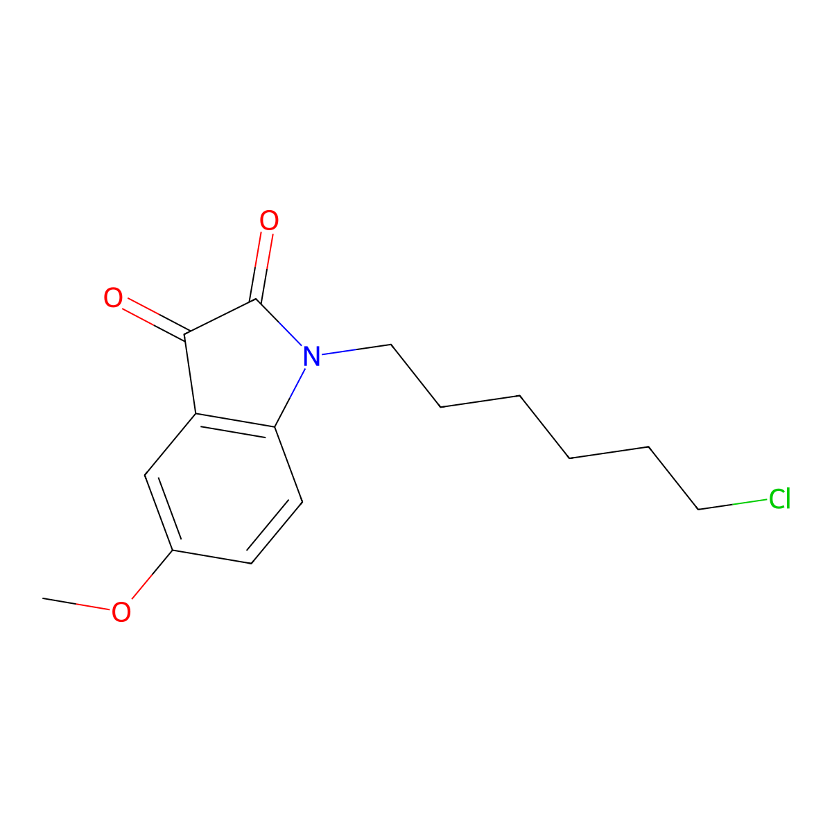 1-(6-chlorohexyl)-5-methoxy-1H-indole-2,3-dione molecular structure, CAS 416899-92-8