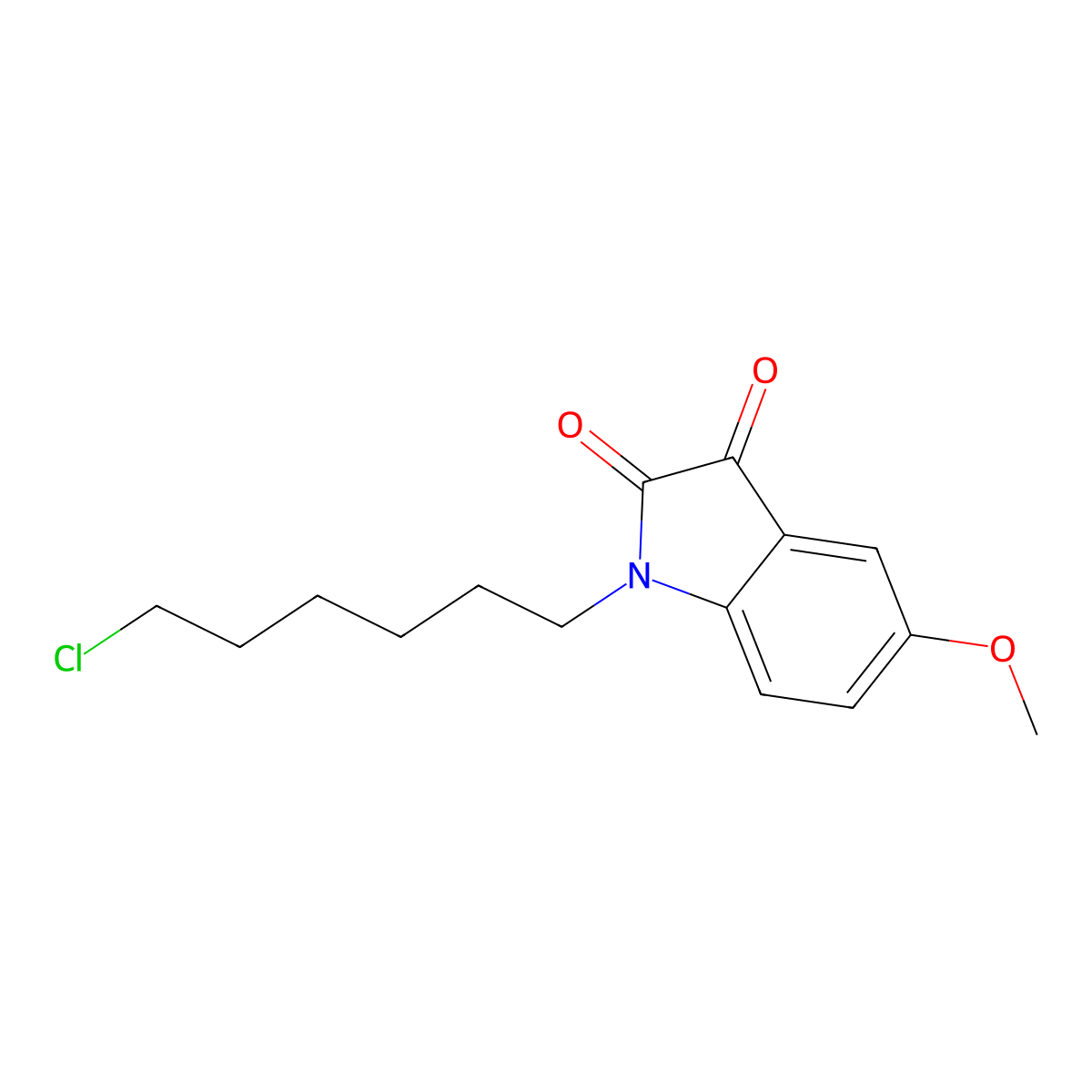 1-(6-chlorohexyl)-5-methoxy-1H-indole-2,3-dione molecular structure, CAS 416899-92-8