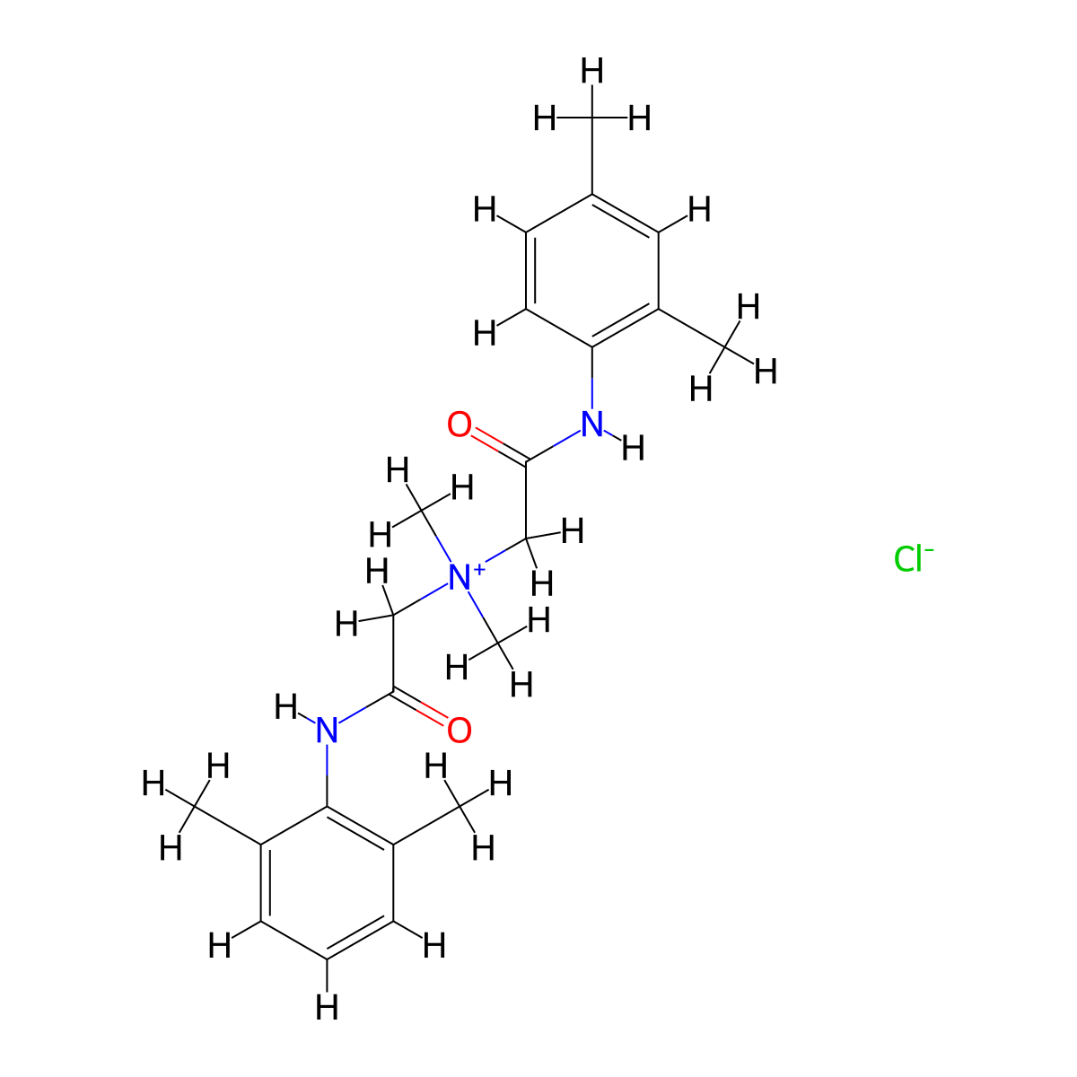 Ammonium, dimethyl((2,4-xylylcarbamoyl)methyl)((2,6-xylylcarbamoyl)methyl)-, chloride molecular structure, CAS 4169-39-5