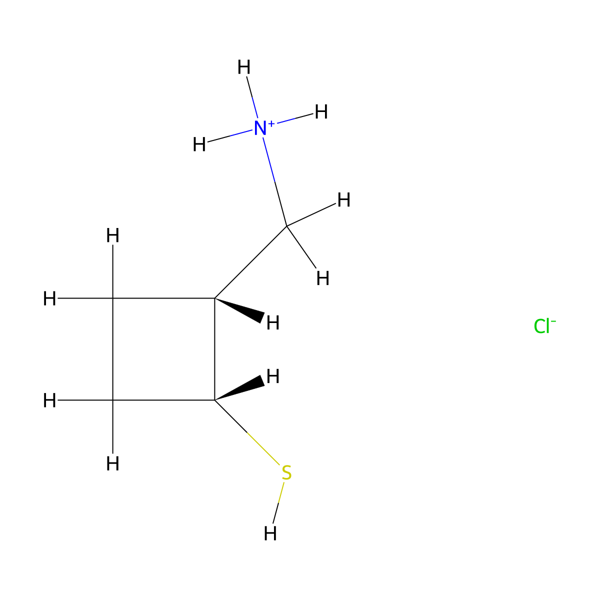 Cyclobutanethiol, 2-aminomethyl-, hydrochloride, (Z)- molecular structure, CAS 41696-77-9