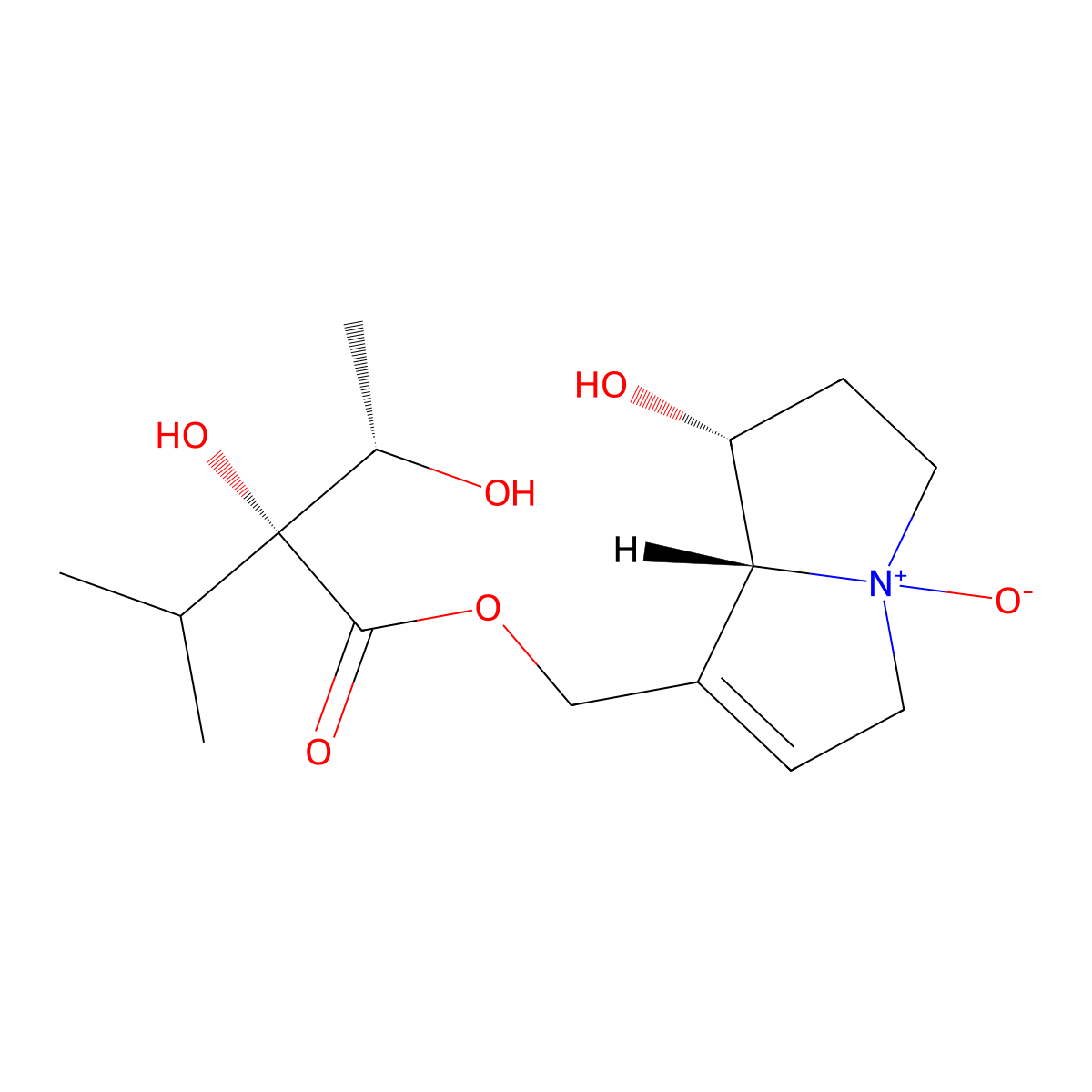 Indicine N-oxide molecular structure, CAS 41708-76-3
