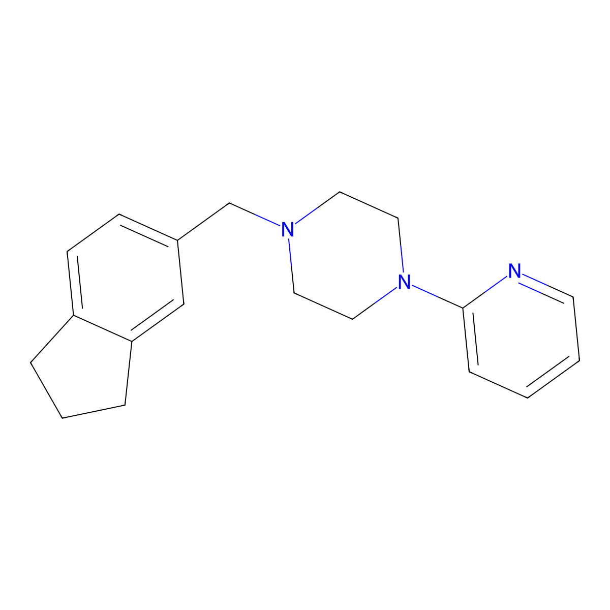 1-[(2,3-Dihydro-1H-inden-5-yl)methyl]-4-(2-pyridinyl)piperazine molecular structure, CAS 41712-27-0