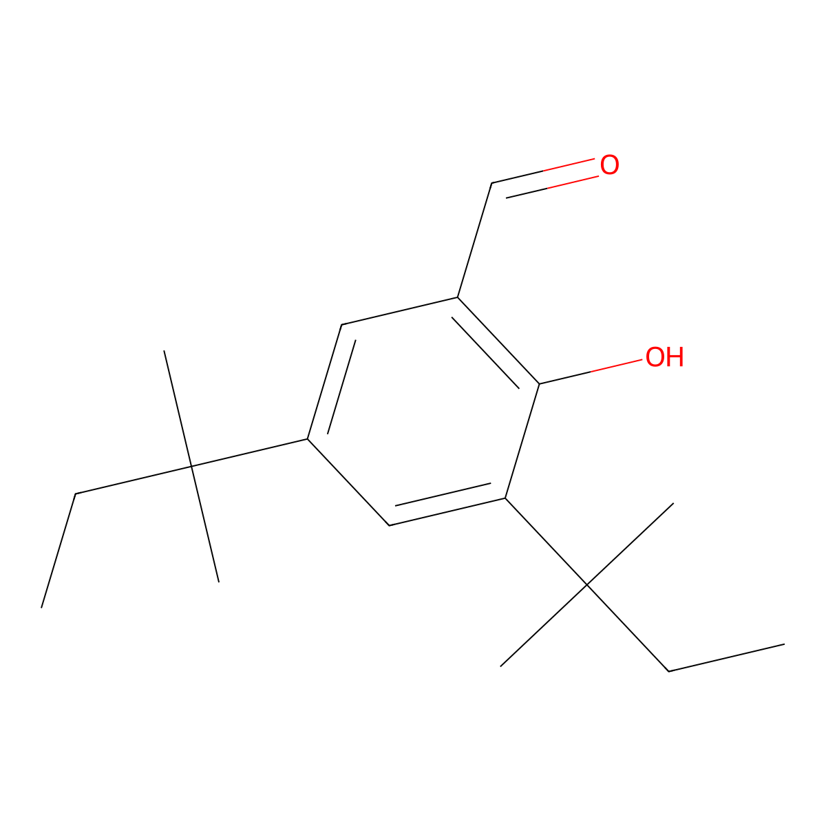 2-Hydroxy-3,5-bis(2-methylbutan-2-yl)benzaldehyde molecular structure, CAS 41715-33-7