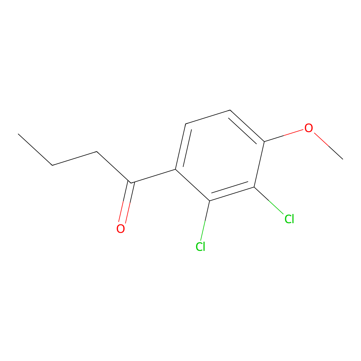 1-Butanone, 1-(2,3-dichloro-4-methoxyphenyl)- molecular structure, CAS 41715-70-2