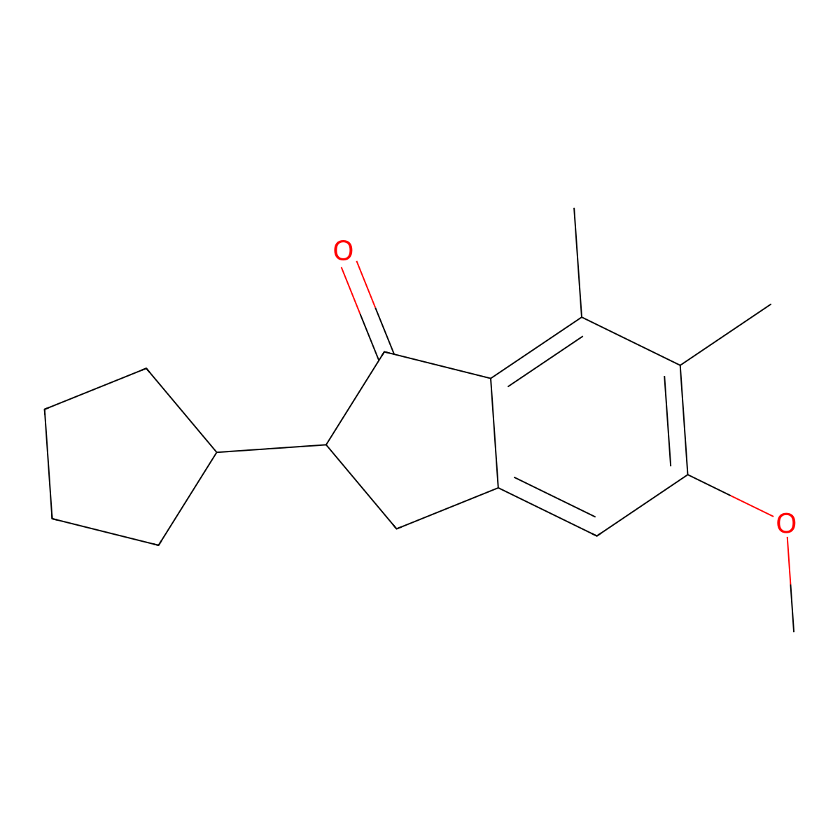 2-Cyclopentyl-5-methoxy-6,7-dimethyl-2,3-dihydro-1H-inden-1-one molecular structure, CAS 41715-83-7