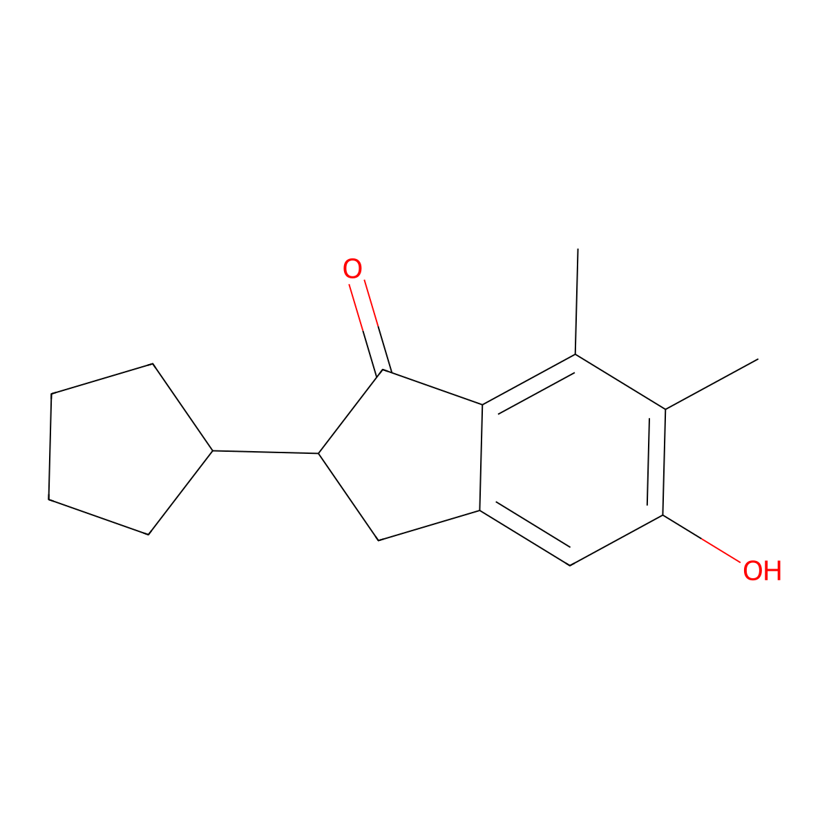 2-Cyclopentyl-5-hydroxy-6,7-dimethyl-2,3-dihydro-1H-inden-1-one molecular structure, CAS 41715-84-8