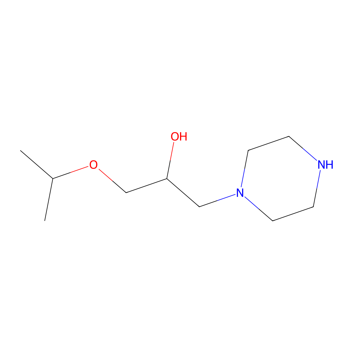 1-Isopropoxy-3-piperazin-1-yl-propan-2-ol molecular structure, CAS 41717-77-5