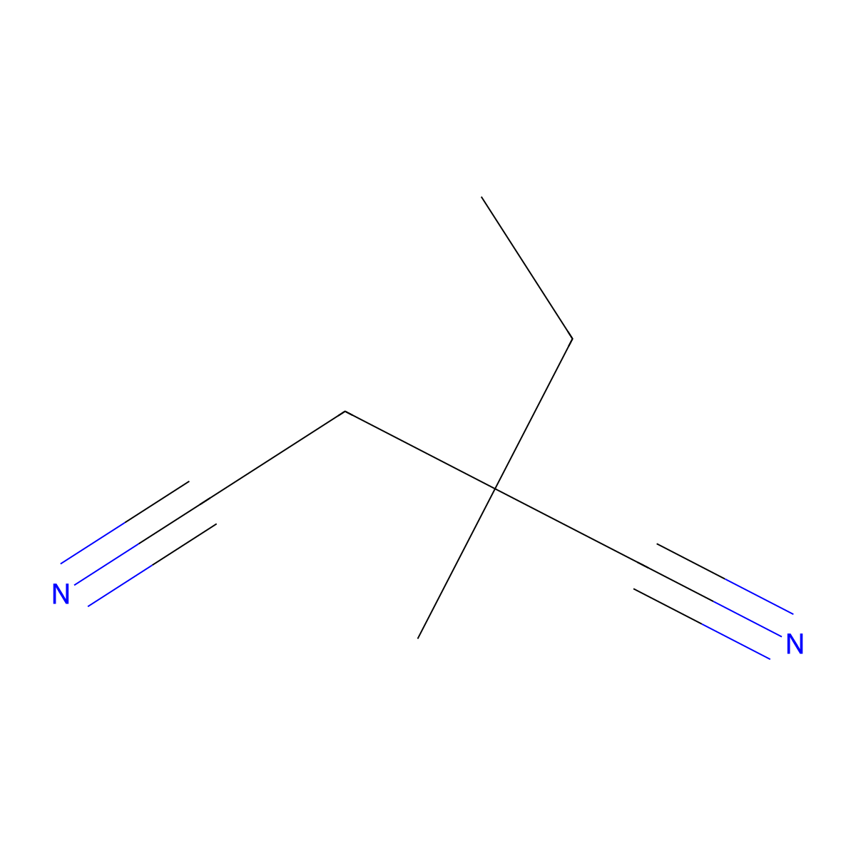 2-Ethyl-2-methylbutanedinitrile molecular structure, CAS 4172-97-8
