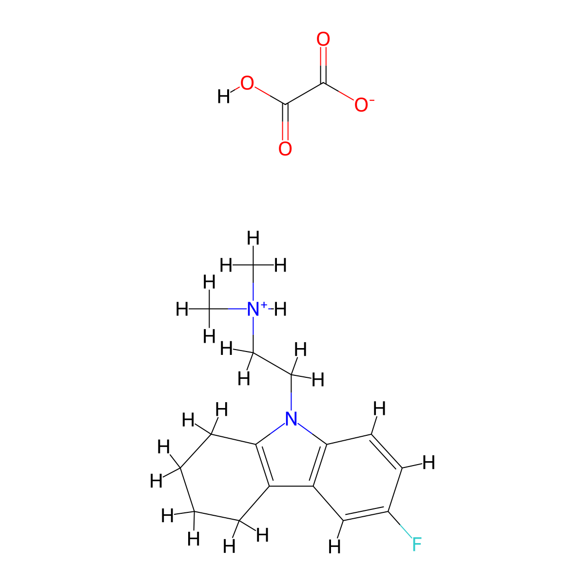 Carbazole, 1,2,3,4-tetrahydro-9-(2-dimethylaminoethyl)-6-fluoro-, oxalate molecular structure, CAS 41734-56-9