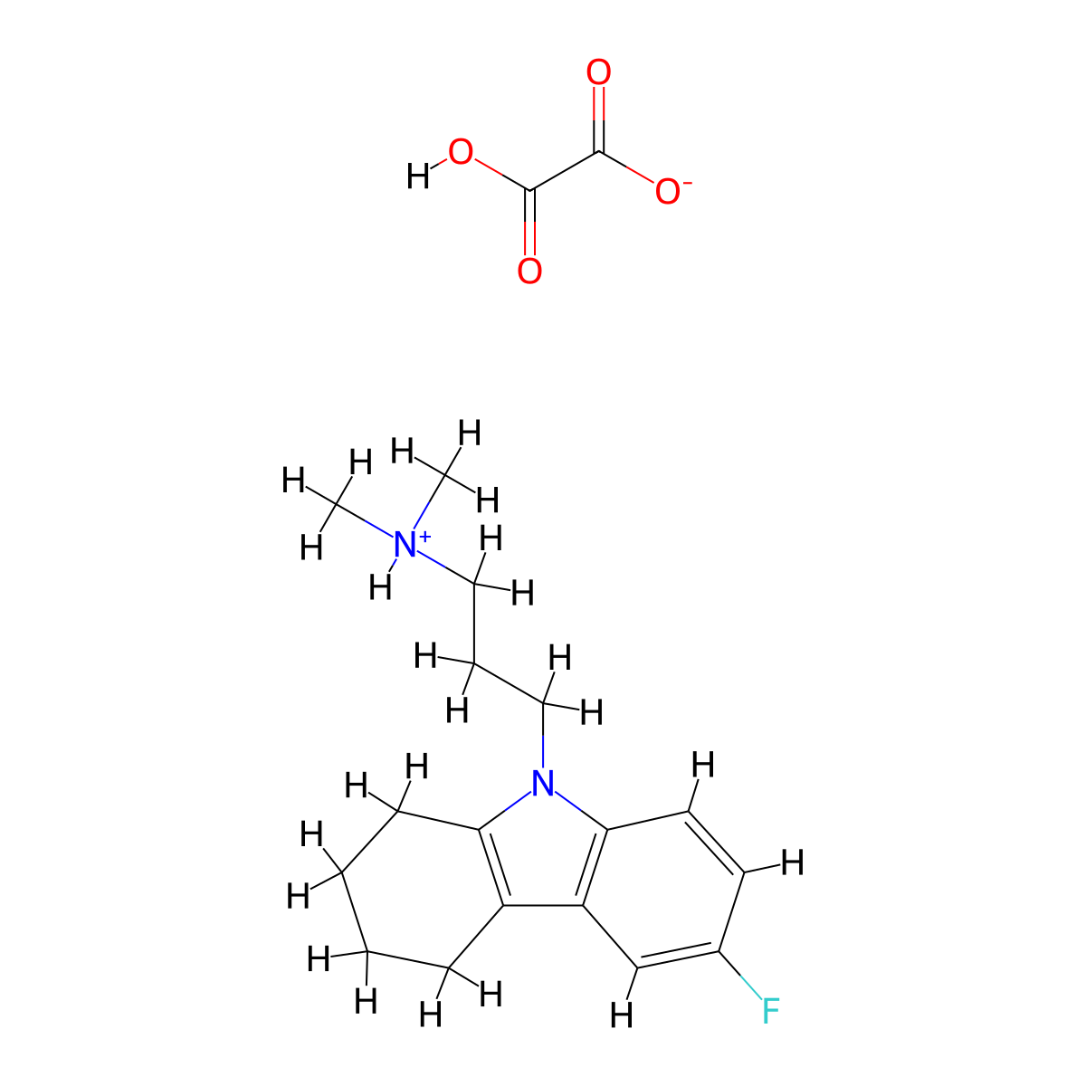 Carbazole, 1,2,3,4-tetrahydro-9-(3-dimethylaminopropyl)-6-fluoro-, oxalate molecular structure, CAS 41734-59-2