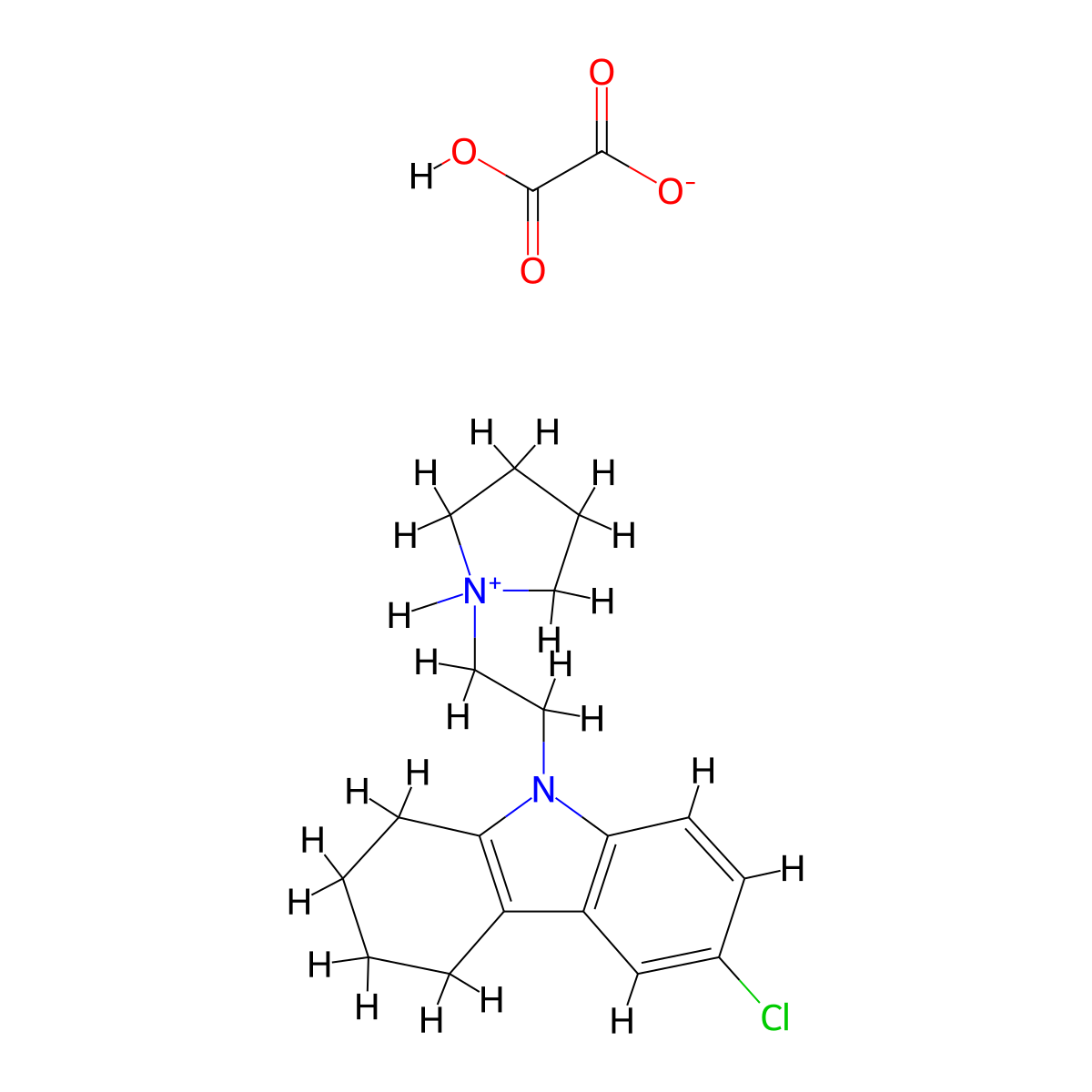 Carbazole, 1,2,3,4-tetrahydro-6-chloro-9-(2-pyrrolidinoethyl)-, oxalate molecular structure, CAS 41734-61-6