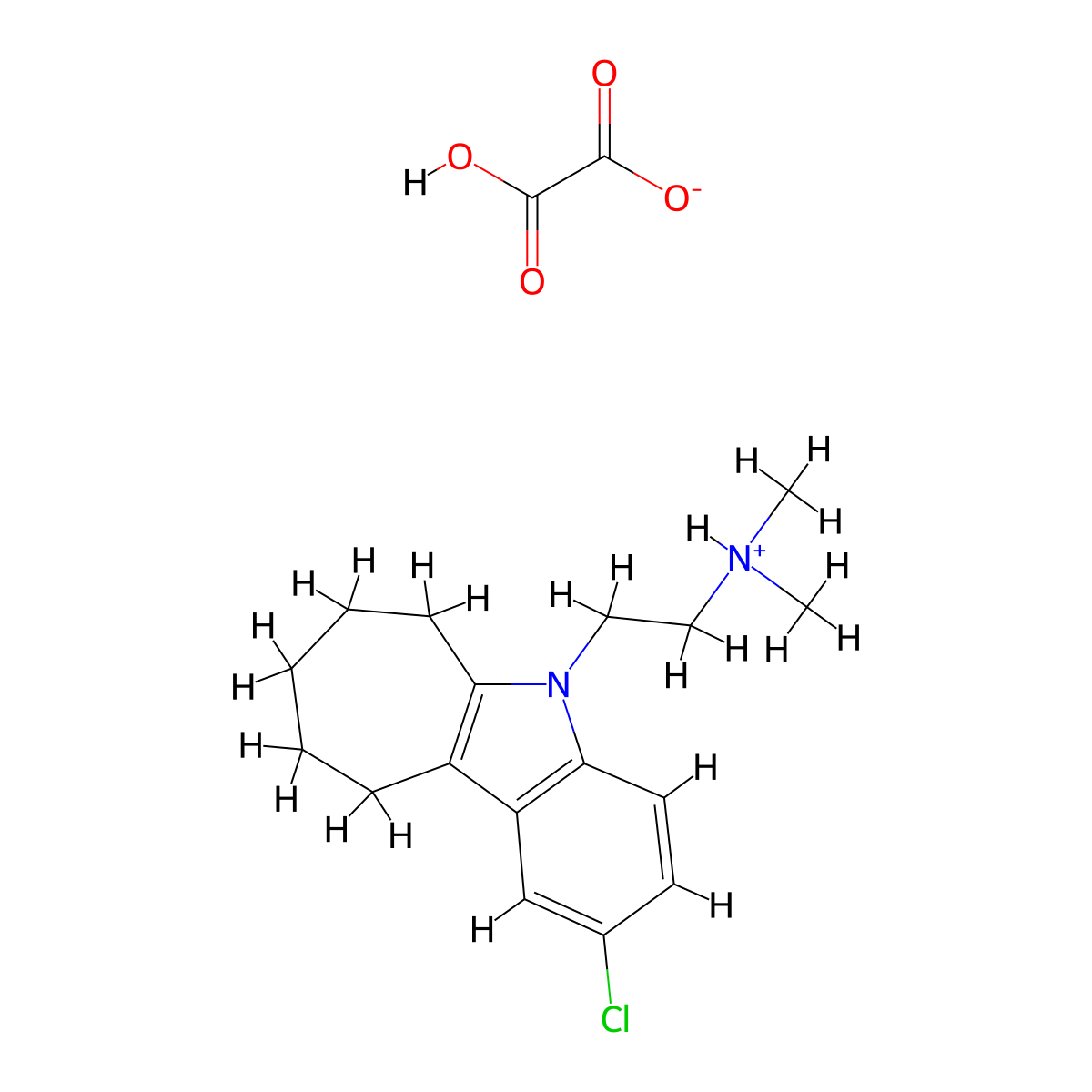 5H-Cyclohept(b)indole, 6,7,8,9,10-pentahydro-2-chloro-5-(2-dimethylaminoethyl)-, oxalate molecular structure, CAS 41734-63-8