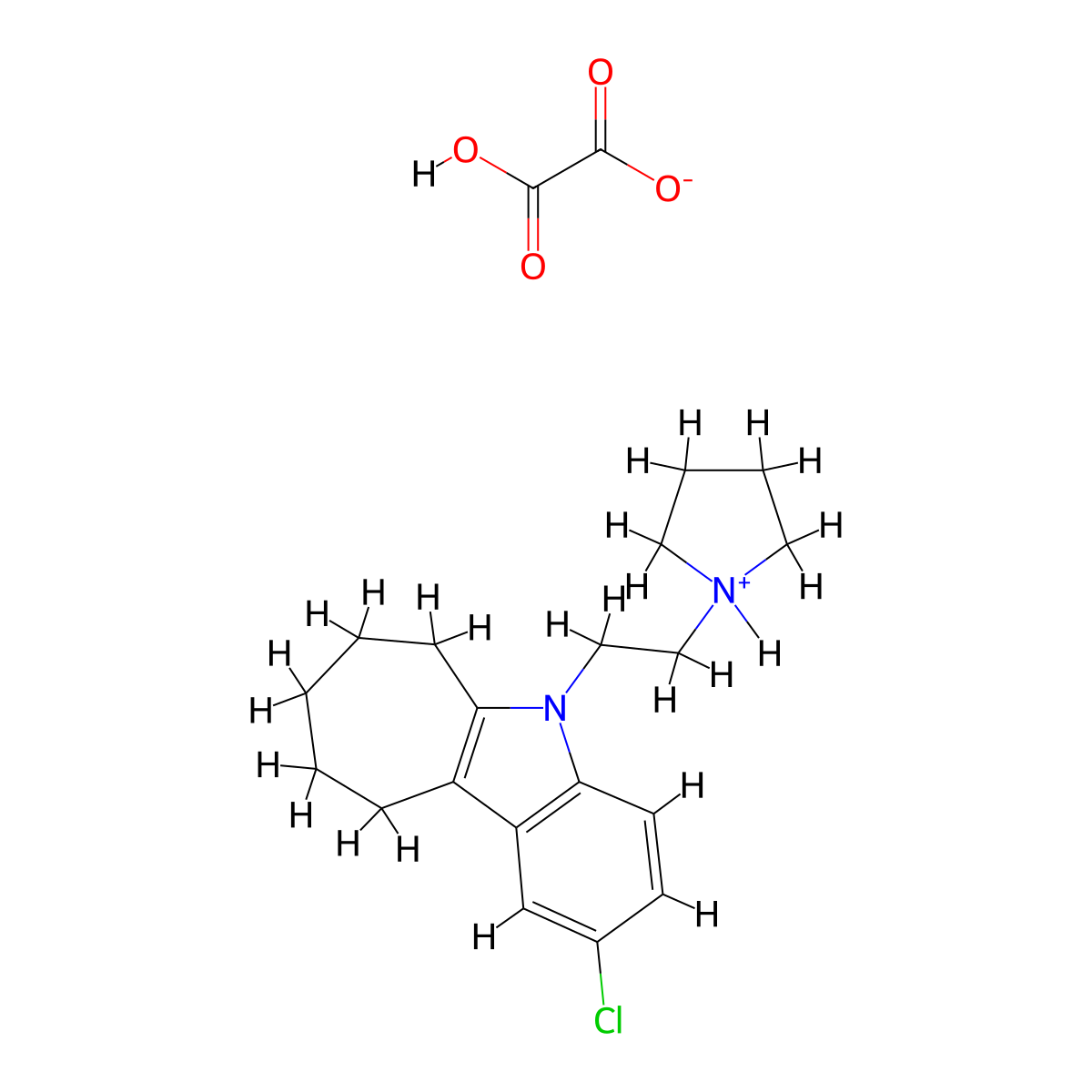 5H-Cyclohept(b)indole, 6,7,8,9,10-pentahydro-2-chloro-5-(2-pyrrolidinoethyl)-, oxalate molecular structure, CAS 41734-64-9
