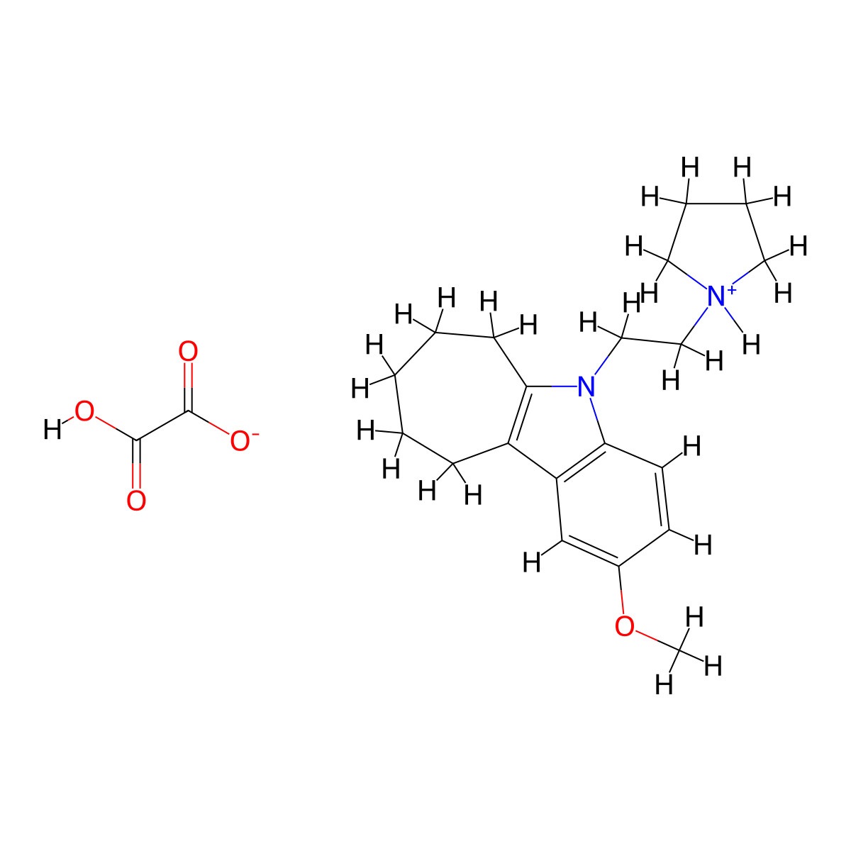 5H-Cyclohept(b)indole, 6,7,8,9,10-pentahydro-2-methoxy-5-(2-pyrrolidinoethyl)-, oxalate molecular structure, CAS 41734-66-1