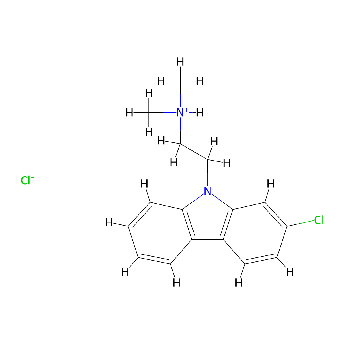 Carbazole, 2-chloro-9-(2-dimethylaminoethyl)-, hydrochloride molecular structure, CAS 41734-68-3
