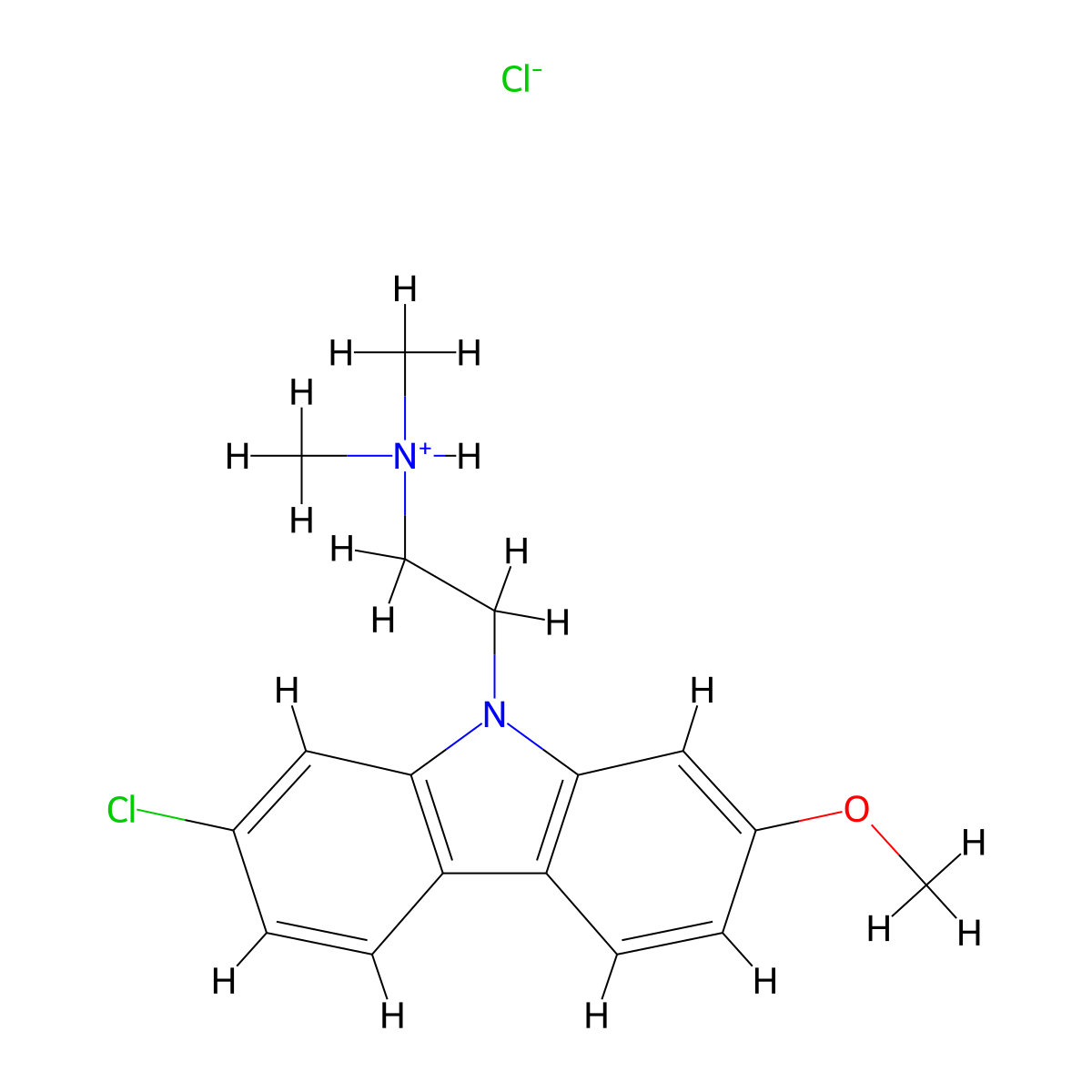 Carbazole, 2-chloro-9-(2-dimethylaminoethyl)-7-methoxy-, hydrochloride molecular structure, CAS 41734-86-5